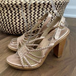 Michael Kors  Rose Gold Metallic Pink Braided Strappy 4” Heels 6 Photo 0