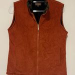 Wooly Bully Velvet Suede Quilted Full Zip Vest faux fur trim orange size small Photo 0
