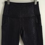 Zella Black Shiny Embossed Print High Waisted Athletic Workout Leggings Photo 3