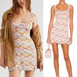 Free People  Sasha Mini Dress Ivory Floral Combo Sz Medium Photo 1