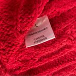 Cupcake Clothing Co. Solid Red Cable Knit V-Neck Cropped Sweater Photo 3
