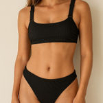 Xhilaration Black Ribbed Bikini Set Photo 0