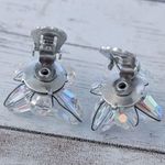 Vintage Clip On Earrings Statement Unusual Iridescent Large Photo 3