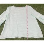 Francesca Bettini Italian Made Eyelet Trim Bell Sleeve Linen Top sz M Mint Green Size M Photo 3