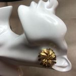 Christian Dior  Gold Plated Radiant Gold Floral Clip On Earrings Photo 2