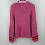 English Factory Sweater Women's Size Large Rib Ruffle Edge Pink Red Fuzzy Cuffs Photo 1