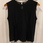 Cute Black flowy lightweight pin tucked sleeveless top Nude pull on jersey feel Size M Photo 5