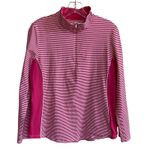 Tommy Bahama  Islandzone Aubrey Pink‎ Stripe Pullover Half Zip Women's M EUC Photo 1