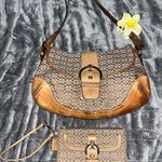 Coach Brown Patterned Shoulder Bag and Wristlet Set Photo 0