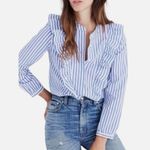 Madewell  Whitney Striped Ruffle Blouse M Blue White Photo 0