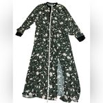 Eloquii  Dark Green Floral Ruffled Long Sleeve Front Split Maxi Dress Photo 3