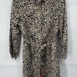 Jones Wear Animal Print Long Belted Coat Women 12 Brown Boho Chic Indie Indie Photo 0