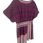 Garnet Hill 100% Slik Boho V Neck Dolman Short Sleeves Tunic Red Blue 8 Photo 8