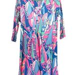 Lilly Pulitzer  Ali V Neck Dress Out To Sea Sailboat Print Womens Medium Pima Photo 0