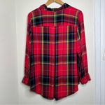 Terra & Sky  Red Multi Plaid Button Front Shirt Women’s 1X Viscose Photo 2