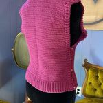Handmade Side Button Closure Fuchsia Sleeveless Knit Sweater Size XS Photo 1