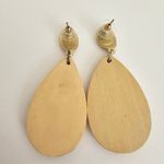 Chico's wood hammered metal golden teardrop pierced post earrings Photo 1