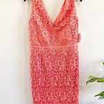ASOS | Paper Dolls V Neck Lace Pencil Dress in Coral Size 8 Photo 1