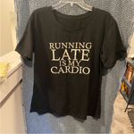 Unbranded Running Late is My Cardio Graphic Funny Tee Shirt Black Size L Photo 3