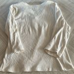 Dress Barn Women’s Ivory V Neck Button Ribbed Top Photo 4