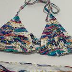 Women's Striped Two Piece Triangle Split Neck Swimsuit Multi Photo 2