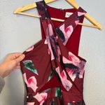 Fame and Partners  Floral-Print A-Line‎ Halter Gown Maroon Sz 2 Formal Prom Party Photo 4