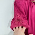 Vintage Lorraine 2X‎ Maroon Delicate Short Sleeve House Coat Robe Lace Delicate Pink Photo 2