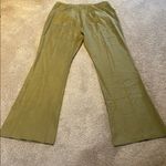 CAbi  Linen Iridescent Olive Green Sailor Button Detail Wide Leg Pants Size 10 Photo 10