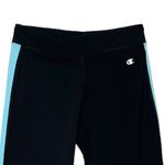Champion  Women's Cropped Pants Black Blue Side‎ Stripe Athletic Pants Size Small Photo 2