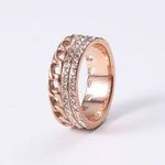Rose gold ring chain ring cubic zirconia ring rose gold chain ring stacking ring Photo 1