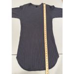 Uniqlo  Waffle Knit Dress Womens Medium Grey Crew Neck Long Sleeve Minimalist Photo 3