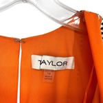 Taylor Stripe Print Orange Fit and Flare Dress Elbow Sleeve V Photo 5