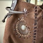 Brighton Starry Suede Drawstring Bag Chocolate Brown Large Purse Leather Strap Photo 2