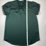 J.Crew  Tulip Sleeve Ruffleneck Blouse Lace Silky Shine Festive Green Size XXS Photo 8