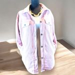 Bibi Women's Fleece Jacket Light Pink Mauve Oversized Relaxed Fit SM Pockets Photo 6