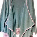 Liz Claiborne New York Open Cardigan Drapery Crochet Trim SZ XL Boho Cottage Green Photo 8