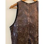 ZARA  Chocolate Brown Black Sequin Sparkle Velvet Trim Holiday Party Dress Mini L Photo 5