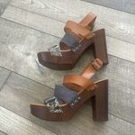 Madden Girl Mixxx Mob Wife Size 10 Strappy Wood High Heels Photo 5