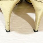 YSL Yves St Laurent Size 8.5 Metallic Gold Peep Toe Sling Bow Back Pump Heels Photo 4