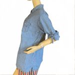 Gloria Vanderbilt VINTAGE 1990'S BLUE DENIM COTTON W/GRID PATTERN TOP (XL) Photo 4