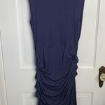 Anthropologie Deletta Draped Ruched Camber Sheath Navy Dress Jersey W-937 Sz M Photo 5