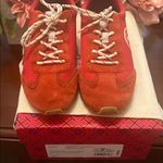 Tory Burch Women's Vintage Nylon Runner sneaker in red suede and nylon. Photo 8