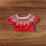 Flying Tomato Summer Tropical floral crochet orange White top plus Size 2X Photo 1