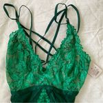 Auden Green Deep Plunge Lace Mesh Bodysuit sz S lingerie lace bodysuit Green Photo 3