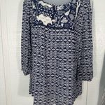 Como vintage Come Vintage  Blue Flower Floral 3/4 Sleeve Henley Scoop Neck Top Size XL NWT Photo 2