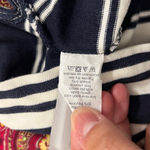 J.Crew  Women’s Navy White Stripped V-Neck Top-Braided Rope Trim Size: XtraSmall Photo 4