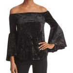 AQUA  Black Velvet Off-Shoulder Bell Sleeve Blouse XS – Goth Grunge Witchy Vampy Photo 0