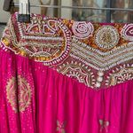 2pc Shorts Top Banarasi Style Fuchsia Gold Foil Boho Beaded Set OSFM L XL Pink Size undefined Photo 3