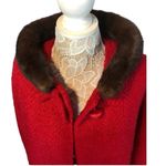 American Vintage 1960s Red Wool Mink Collar Brittany Stroock Full-Length Coat medium Photo 8