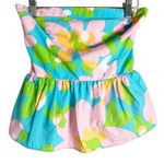 Lilly Pulitzer Shandy Mojo Shorely Blue Floral Print Strapless Peplum Top 00 Photo 1